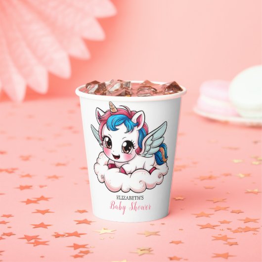 ファンタジーレインボーユニコーンベビーシャワー 紙コップ (インサイチュ)