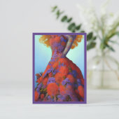 ファンタジーレッドローズ結婚ズドレスゴシック花嫁 ポストカード (スタンド正面)