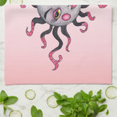 ファンタジーレディかわいらしサングレー顔ピンクリップチーク キッチンタオル (折り畳み)