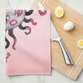 ファンタジーレディかわいらしサングレー顔ピンクリップチーク キッチンタオル (四つ折り)