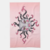 ファンタジーレディかわいらしサングレー顔ピンクリップチーク キッチンタオル (縦)