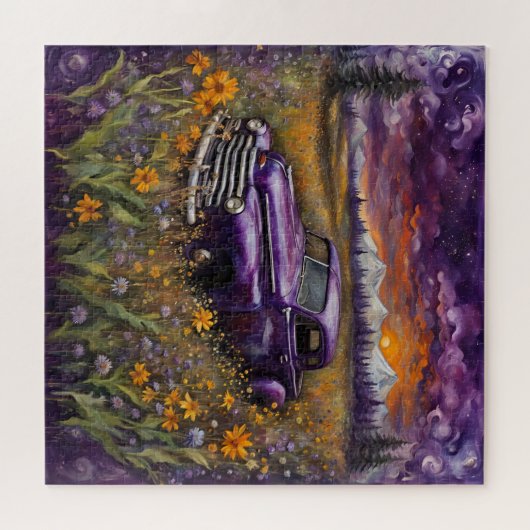 ファンタジーレトロパープルヴェッキルインザマウンテンメドウ ジグソーパズル (横)