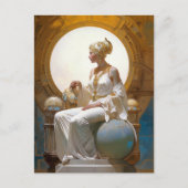 ファンタジーレトロフューチャリスティック・アート着座女王妃 ポストカード (正面)