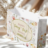 ファンタジーワイルドフラワーフェアリーの最初の誕生日抱き枕 ラージペーパーバッグ