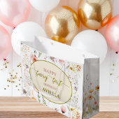 ファンタジーワイルドフラワーフェアリーの最初の誕生日抱き枕 ラージペーパーバッグ