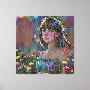 *~ファンタジーワイルドフラワーAP56アート絵画の女の子 キャンバスプリント