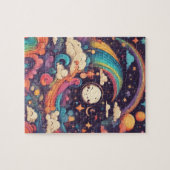 ファンタジーワールドカラフル魔法スカイかわいい月 ジグソーパズル (横)