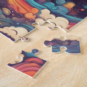 ファンタジーワールドカラフル魔法スカイかわいい月 ジグソーパズル (側面)