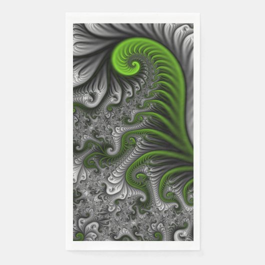 ファンタジーワールドグリーンとグレーの抽象芸術フラクタル・アート (正面)