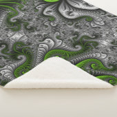 ファンタジーワールドグリーンとグレーの抽象芸術フラクタル・アート シェルパブランケット (3/4)