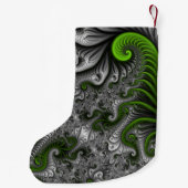 ファンタジーワールドグリーンとグレーの抽象芸術フラクタル・アート スモールクリスマスストッキング (裏面)