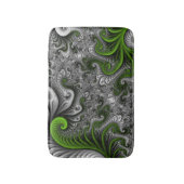 ファンタジーワールドグリーンとグレーの抽象芸術フラクタル・アート バスマット (正面縦)
