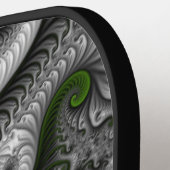 ファンタジーワールドグリーンとグレーの抽象芸術フラクタル・アート ピックルボールラケット (左詳細)