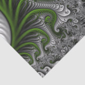 ファンタジーワールドグリーンとグレーの抽象芸術フラクタル・アート 薄葉紙 (詳細)