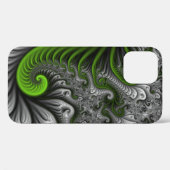 ファンタジーワールドグリーンとグレーの抽象芸術フラクタル・アート Case-Mate iPhoneケース (裏面 (横))