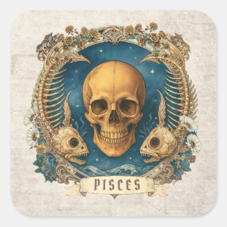 ファンタジーヴィンテージアクエリアス〔占星術の〕十二宮図標識ユニークスカル スクエアシール