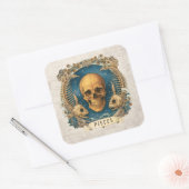 ファンタジーヴィンテージアクエリアス〔占星術の〕十二宮図標識ユニークスカル スクエアシール (封筒)