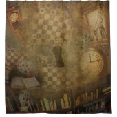 ファンタジーヴィンテージアリス、ワンダーランド小説 シャワーカーテン (正面)