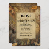 ファンタジーヴィンテージアリスinワンダーランド誕生日パーティー 招待状 (正面/裏面)