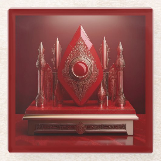 ファンタジー万年筆ディスプレイ ガラスコースター (正面)