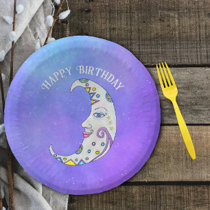 ファンタジー三日月かわいらし顔カラフル形状 ペーパーボウル