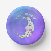 ファンタジー三日月かわいらし顔カラフル形状 ペーパーボウル (正面)