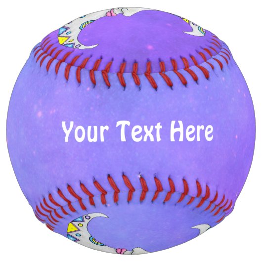 ファンタジー三日月顔かわいらしデコレーションスカイ ソフトボール (正面)