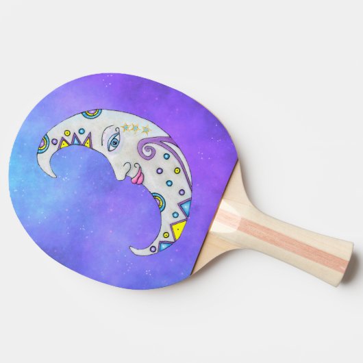 ファンタジー三日月顔抽象芸術マーキングスカイ 卓球ラケット (横)