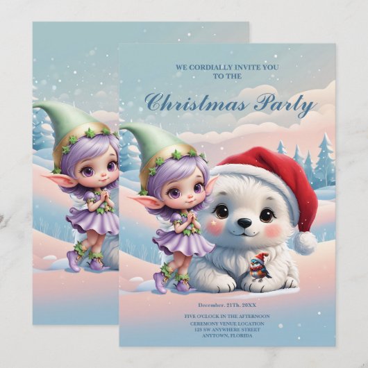 ファンタジー世界の友達。 招待状 (正面/裏面)