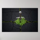 ファンタジー中世の剣グリーンクローバー自然再生 ポスター (正面)