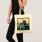 ファンタジー中世の城 – ウッドカット1 トートバッグ (正面(商品))