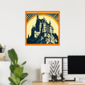 ファンタジー中世の城 – ウッドカット3 ポスター (ホームオフィス)