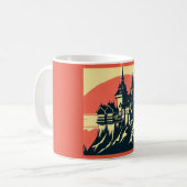 ファンタジー中世の城 – ウッドカット4 コーヒーマグカップ (正面左)
