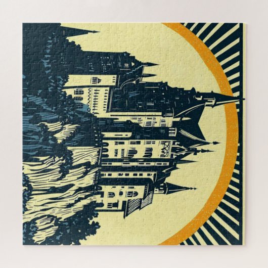 ファンタジー中世の城 – 日本のウッドカットスタイル( ジグソーパズル (横)