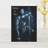 ファンタジー中世の戦士インアーマーイラストレーション カード (黄色い花)