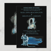 *~*ファンタジー中世の騎士の城階段結婚の 招待状 (正面/裏面)