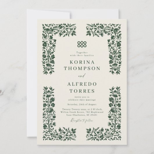 ファンタジー中世ケルト結び目模様結婚式招待状 招待状 (正面)