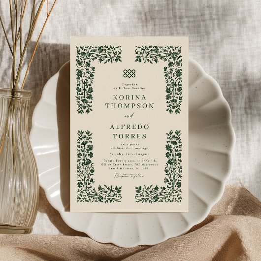 ファンタジー中世ケルト結び目模様結婚式招待状 招待状