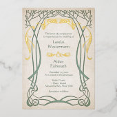 ファンタジー中世ケルト結婚チック 箔招待状 (正面)