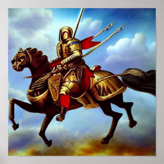 ファンタジー中世ナイトAIデジタルアートポスター ポスター (正面)