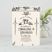 ファンタジー中世版木、銅版、版画アート結婚式招待状 招待状 (スタンド正面)