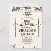 ファンタジー中世版木、銅版、版画アート結婚式招待状 招待状 (正面)