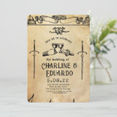 ファンタジー中世版木、銅版、版画アート結婚式招待状 招待状 (スタンド正面)