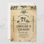 ファンタジー中世版木、銅版、版画アート結婚式招待状 招待状 (正面)