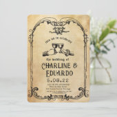 ファンタジー中世版木、銅版、版画アート結婚式招待状 招待状 (スタンド正面)