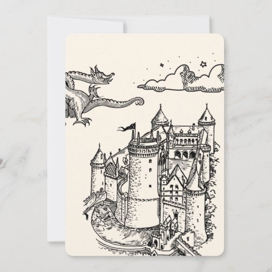 ファンタジー中世版木、銅版、版画アート結婚式招待状 招待状 (裏面)