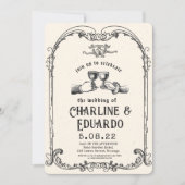 ファンタジー中世版木、銅版、版画アート結婚式招待状 招待状 (正面)