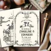 ファンタジー中世版木、銅版、版画アート結婚式招待状 招待状