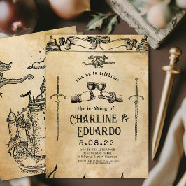 ファンタジー中世版木、銅版、版画アート結婚式招待状 招待状