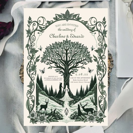 ファンタジー中世版木、銅版、版画アー結婚ト 招待状